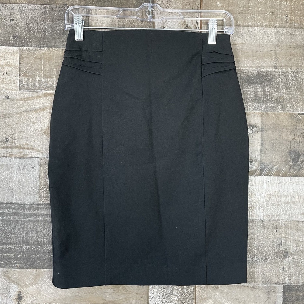 Express Black Pencil Skirt Womens Size 2 Gathered Detail on Hips Career Work